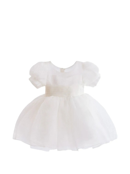  Tulleen Puff-sleeve Bow-detail Dress - Neutrals 