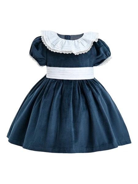  Tulleen Puff-sleeve Dress - Blue 