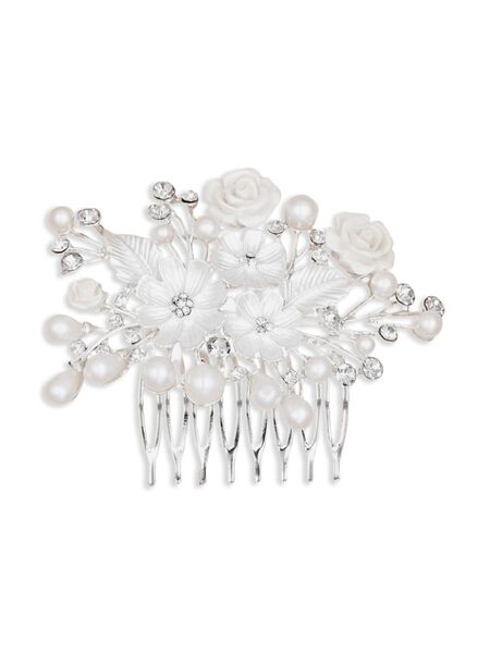  Tulleen Rhinestone-embellished Hair Comb - Silver 