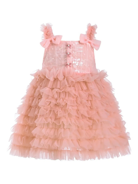  Tulleen Ruffled Sequin-embellished Dress - Pink 