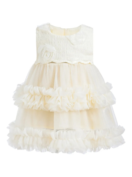  Tulleen Ruffled Tiered Dress - White 