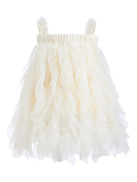  Tulleen Ruffled Tulle Dress - White 