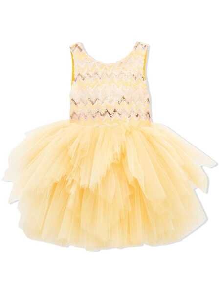  Tulleen Sequinned Tulle Midi Dress - Yellow 