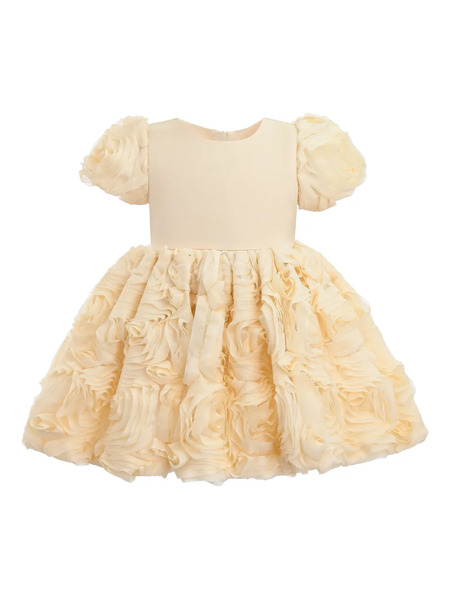  Tulleen Short-sleeve Rosette-embellished Dress - Neutrals 