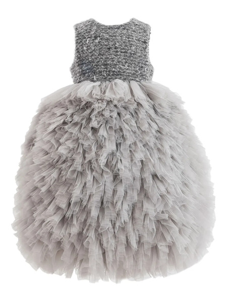  Tulleen Textured-bodice Tulle Dress - Grey 
