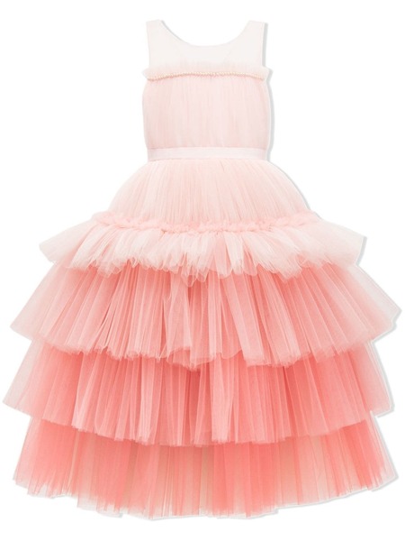  Tulleen Tiered Tulle Maxi Gown - Pink 