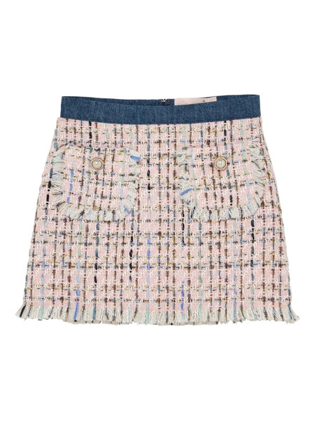  Tutu Du Monde Texas Tweed Frayed-hem Skirt - Pink 
