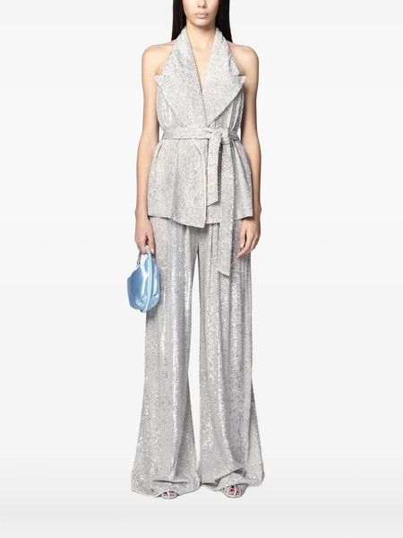  Twenty Fourhaitch Arizona Sequin-embellished Belted Vest - Silver 