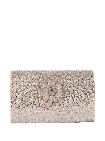  Twenty Fourhaitch Floral-appliqué Clutch Bag - Neutrals 