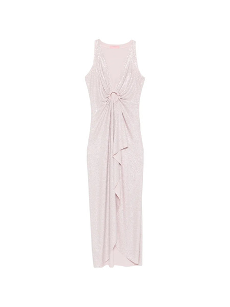  Twenty Fourhaitch Ring-detail Draped Maxi Dress - Pink 