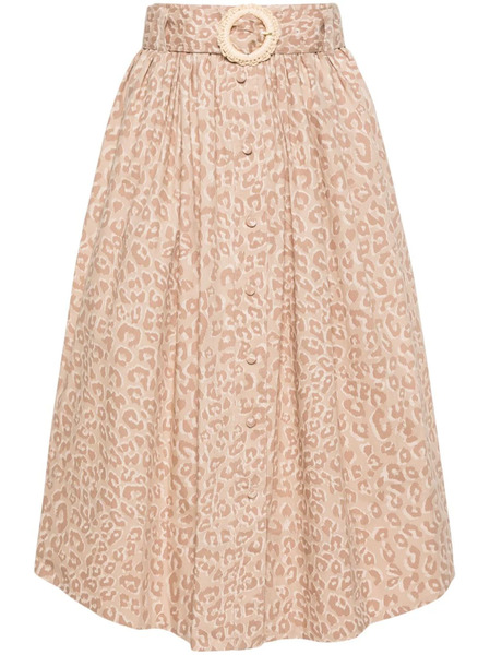  Twinset Animal-print Cotton Midi Skirt - Neutrals 