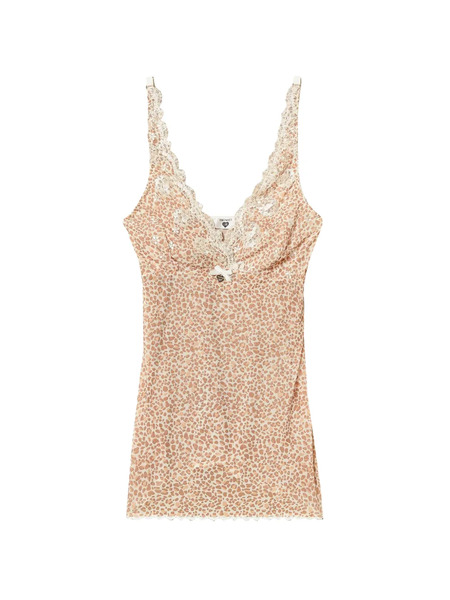  Twinset Animal Print Lace Pyjama Top - Neutrals 