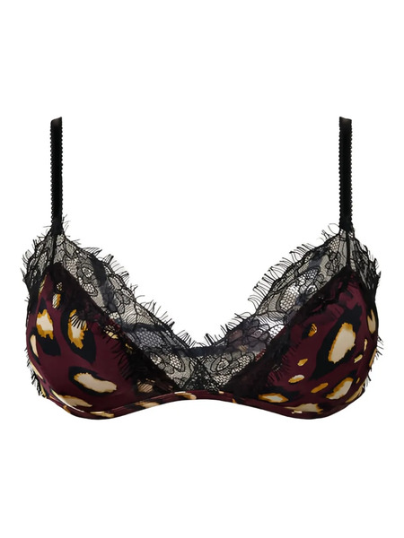  Twinset Animal-print Lace-trimmed Bra - Red 