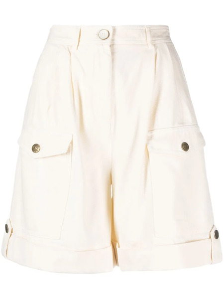  Twinset Belted Cotton Cargo Shorts - Neutrals 