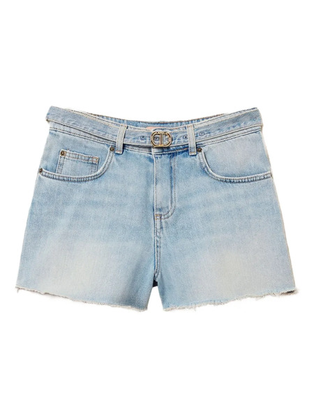 Twinset Belted Denim Shorts - 03498_denim Chiaro 