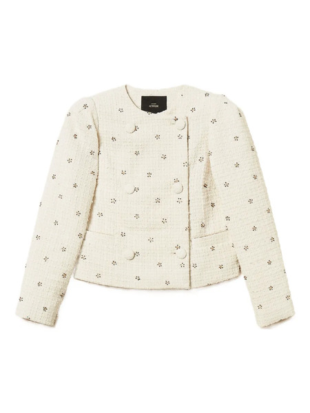  Twinset Bouclé-texture Embellished Jacket - White 