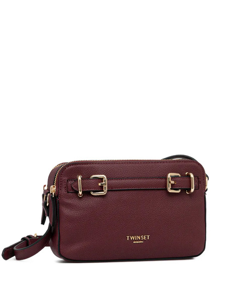  Twinset Buckle Satchel Cross Body Bag - Red 