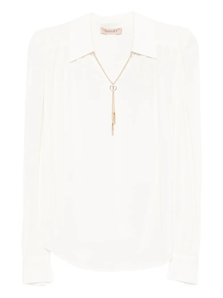  Twinset Chain-embellished Polo Blouse - White 