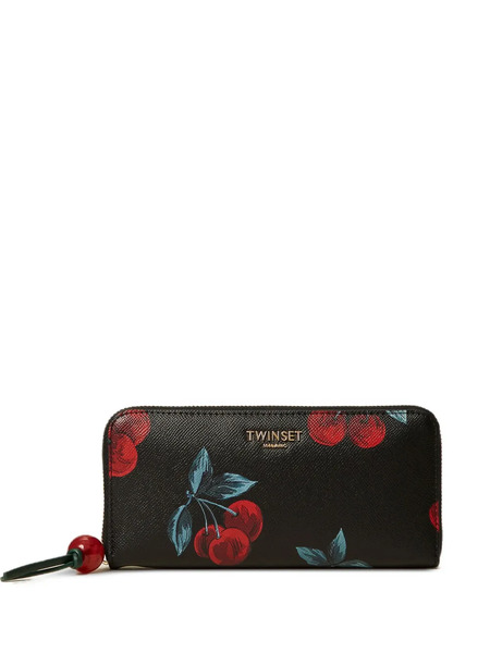  Twinset Cherry-print Zip Wallet - Black 