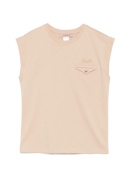  Twinset Chest-pocket Sleeveless T-shirt - Neutrals 