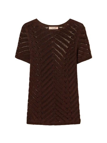  Twinset Chevron Knitted T-shirt - Brown 