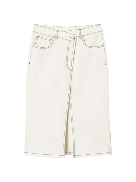  Twinset Contrast-stitch Midi Skirt - Neutrals 