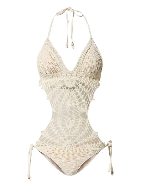  Twinset Crochet Cut-out Trikini - Neutrals 