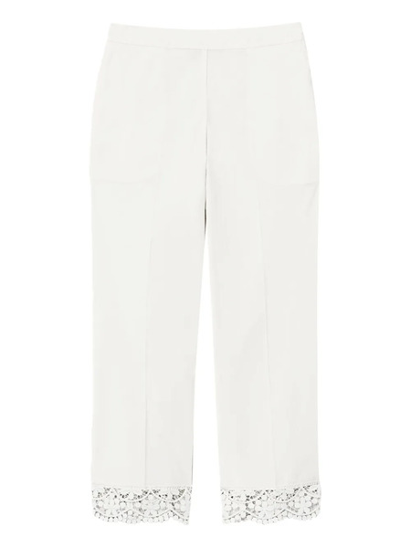  Twinset Cropped Lace-trim Trousers - White 