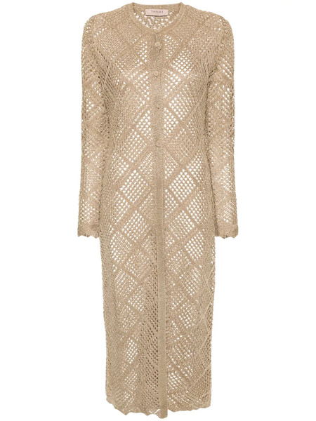  Twinset Diamond-pattern Open-knit Cardigan - Gold 