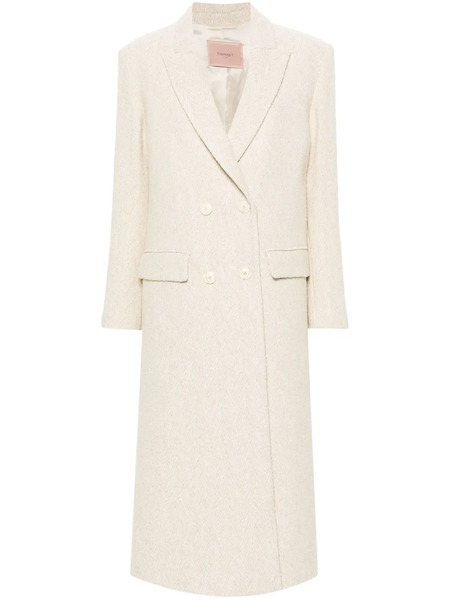  Twinset Double-breasted Herringbone Coat - Neutrals 