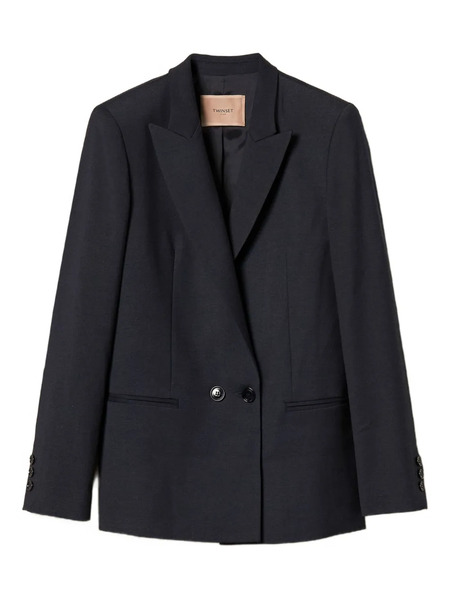  Twinset Double-breasted Wool-blend Blazer - Blue 