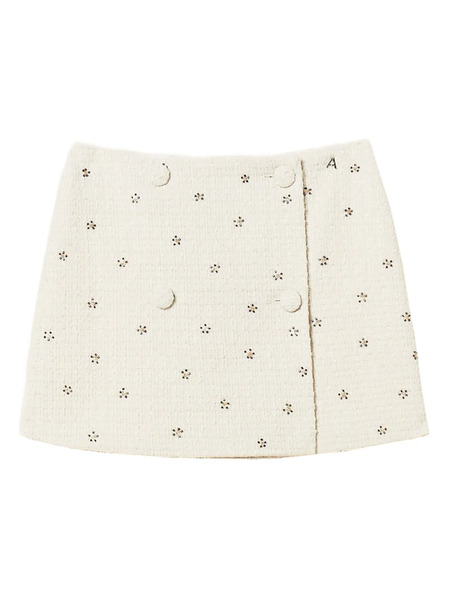 Twinset Embellished Bouclé Mini Skirt - White 