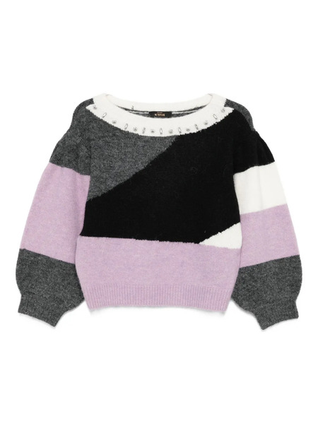  Twinset Embellished Panelled Sweater - Black 