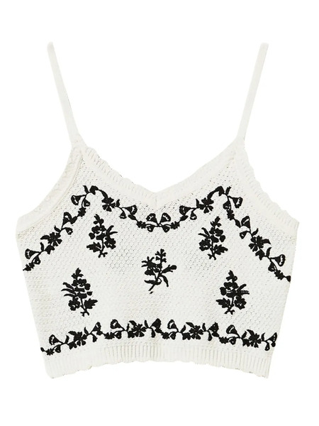  Twinset Embroidered Crop Top - White 