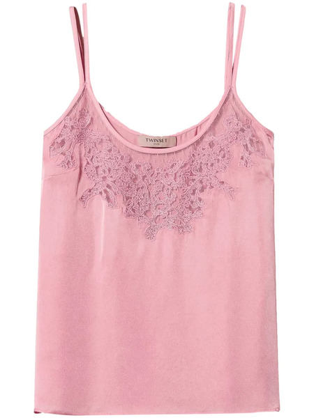  Twinset Embroidered-detailing Satin Top - Pink 