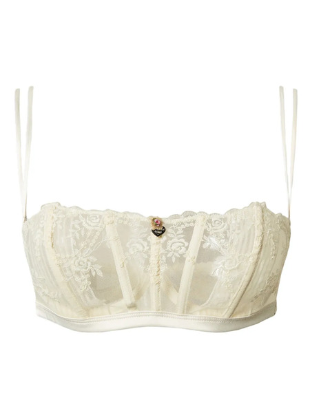  Twinset Embroidered Tulle Bandeau Bra - White 