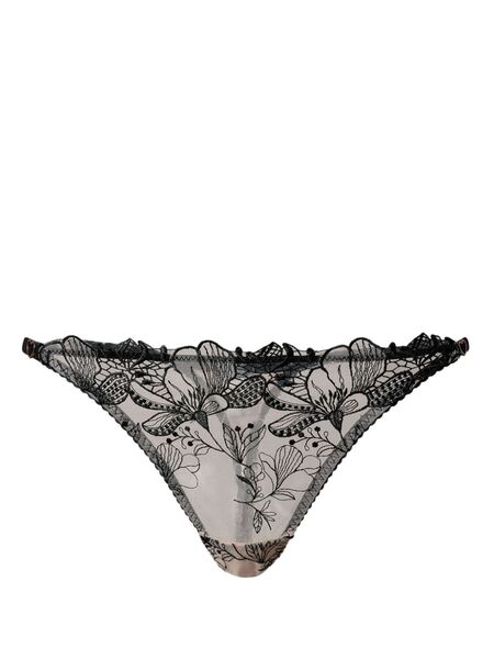  Twinset Embroidered Tulle Thong - Black 