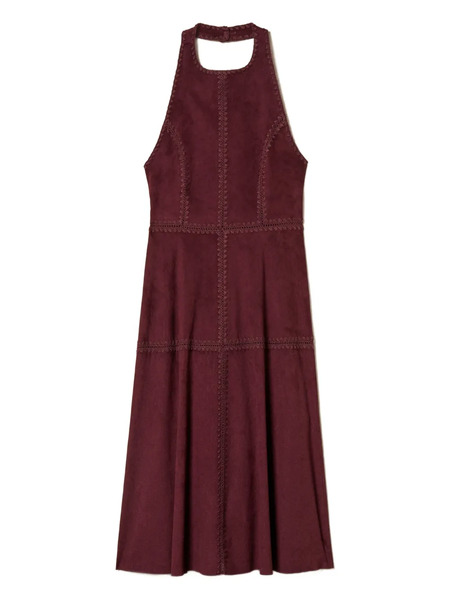  Twinset Embroidery Suede Midi Dress - Red 