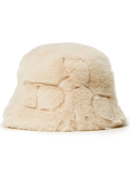  Twinset Faux Fur Logo Hat - Neutrals 
