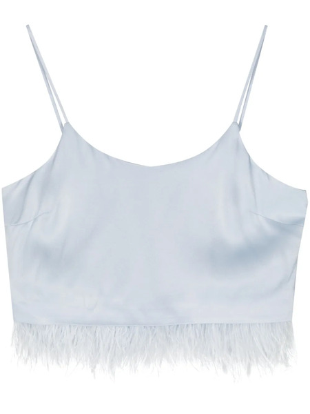  Twinset Feather-trim Satin Crop Top - Blue 