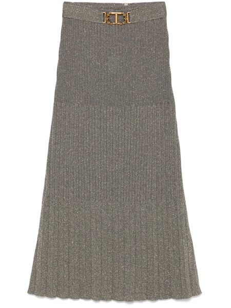  Twinset Fine-knit Lurex Midi Skirt - Gold 