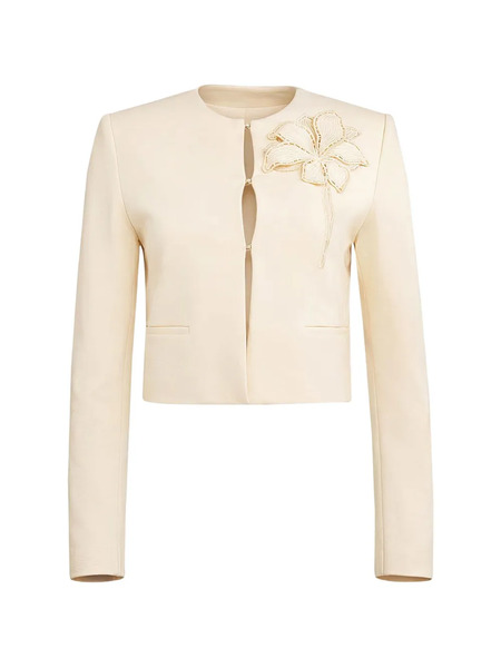  Twinset Floral Appliqué Jacket - Neutrals 
