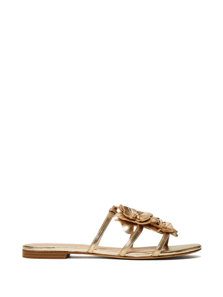  Twinset Floral-appliqué Strappy Sandals - Gold 