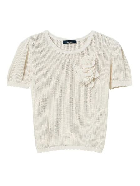  Twinset Floral Appliqué Sweater - White 