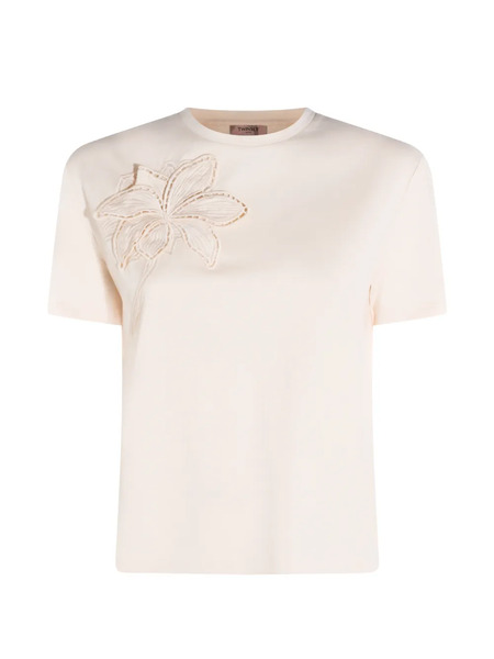  Twinset Floral Appliqué T-shirt - Neutrals 