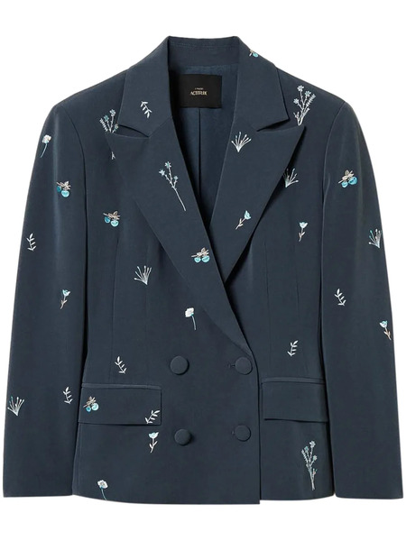  Twinset Floral-embroidered Blazer - Blue 