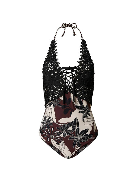  Twinset Floral-embroidered Swimsuit - Brown 