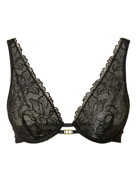  Twinset Floral-embroidery Bra - Black 