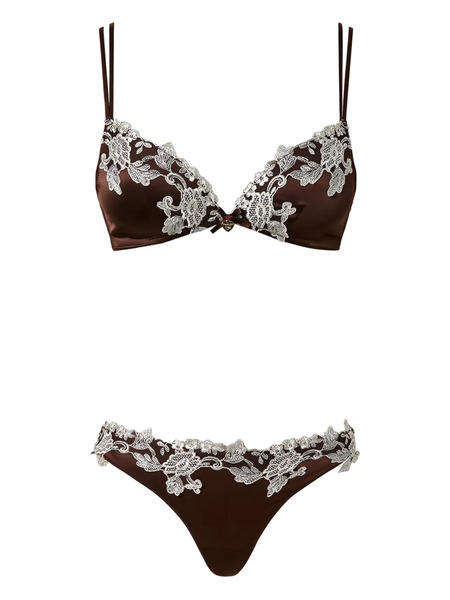  Twinset Floral-lace Lingerie Set - Brown 