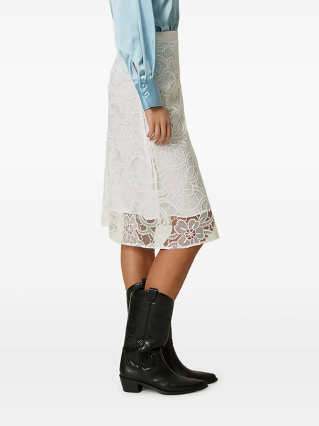  Twinset Floral-lace Midi Skirt - White 